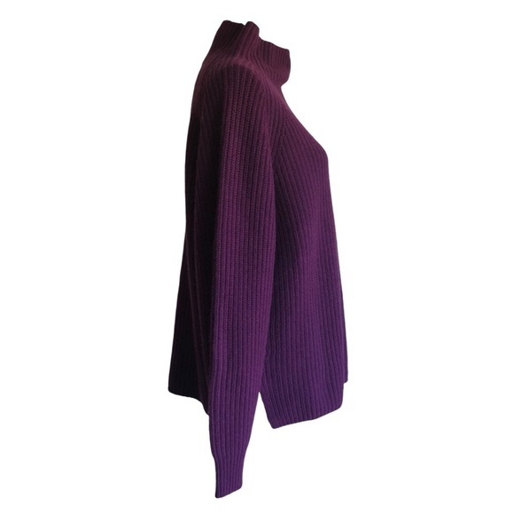 Theory Sweater Mock Neck Wool Cashmere Relaxed Fit Purple Medium - Picture 4 of 9